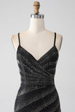 Sirène perlé noir robe de bal avec fente