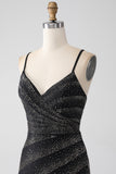 Sirène perlé noir robe de bal avec fente