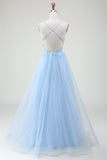Robe de bal Corset bleu clair avec perles