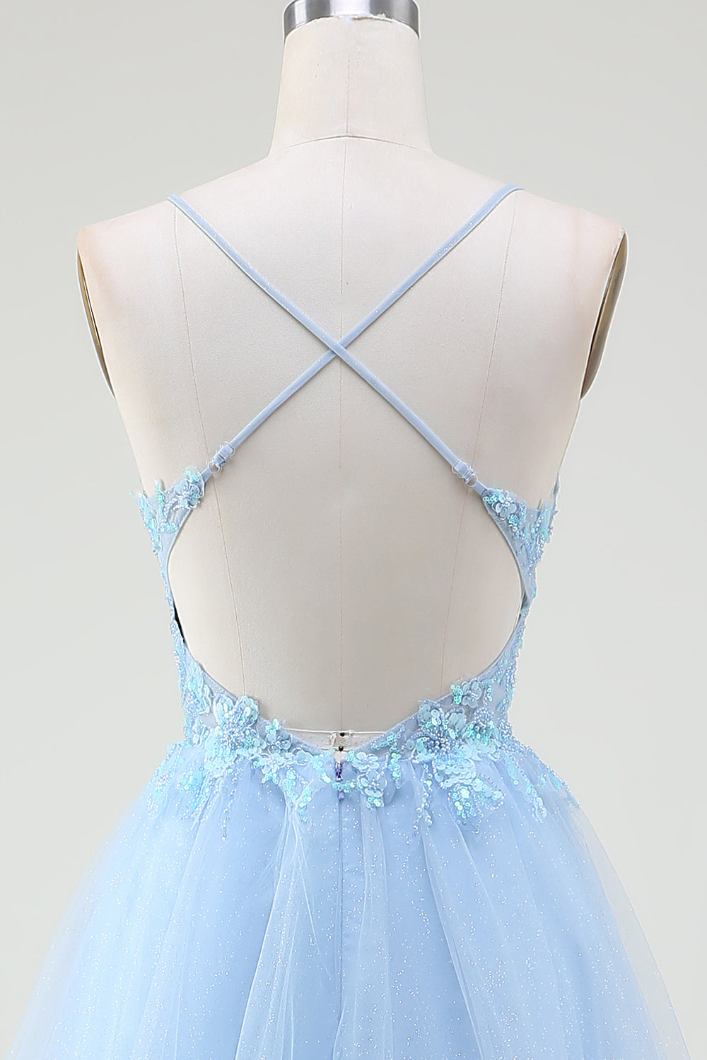 Robe de bal Corset bleu clair avec perles