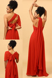 Robe de demoiselle d’honneur en mousseline de soie convertible rouge rouille