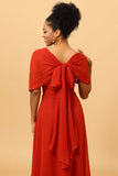 Robe de demoiselle d’honneur en mousseline de soie convertible rouge rouille