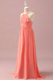 Orange Chiffon Halter Neck Junior Bridesmaid Robe