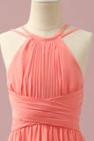 Orange Chiffon Halter Neck Junior Bridesmaid Robe