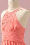Orange Chiffon Halter Neck Junior Bridesmaid Robe