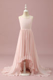 Rose clair Chiffon Halter High Low Junior Bridesmaid Robe