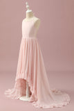 Rose clair Chiffon Halter High Low Junior Bridesmaid Robe