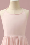 Rose clair Chiffon Halter High Low Junior Bridesmaid Robe