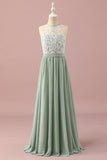 Robe de demoiselle d’honneur junior en dentelle verte et en mousseline de soie