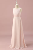Robe de demoiselle d’honneur junior en dentelle rose pâle et en mousseline de soie