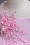 Robe rose de mariée fleur fille avec des fleurs