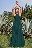 Robe de demoiselle d'honneur longue en pin à col coss