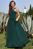 Robe de demoiselle d'honneur longue en pin à col coss