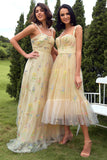 Robe de bal longue champagne avec broderie