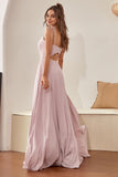 Robe de demoiselle d'honneur à bretelles spaghetti blush