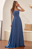 Gris Bleu Spaghetti Sangles Robe de Demoiselle d’Honneur