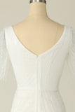 Robe de mariée en dentelle à col V blanc