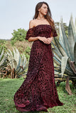 Robe de demoiselle d'honneur Bourgogne fleur de l’épaule