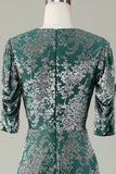 Robe de demoiselle d’honneur en velours de sirène avec manches