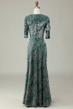 Robe de demoiselle d’honneur en velours de sirène avec manches