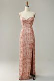 Fourreau Bretelles Spaghetti Blush Longue Robe de Demoiselle d'Honneur