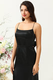 Fourreau Longueur du thé noir Robe de demoiselle d'honneur avec nœud papillon