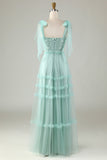 Tulle V-Neck Robe de demoiselle d’honneur rose poussiéreuse avec perles