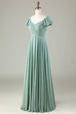 Robe de demoiselle d’honneur Matcha à lacets