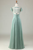 Robe de demoiselle d’honneur Matcha à lacets