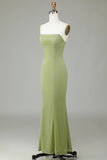 Robe de demoiselle d’honneur vert citron sans bretelles