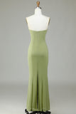 Robe de demoiselle d’honneur vert citron sans bretelles