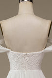 Robe de mariée asymétrique en mousseline de soie Boho ivoire avec dentelle