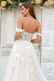 Beauté Une ligne sur l’épaule Champagne Tulle Robe de mariée détachable avec dentelle