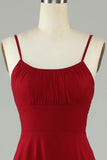 Bretelles Spaghetti A-Line Bourgogne Robe de demoiselle d’honneur longue