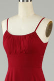 Bretelles Spaghetti A-Line Bourgogne Robe de demoiselle d’honneur longue