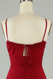 Bretelles Spaghetti A-Line Bourgogne Robe de demoiselle d’honneur longue