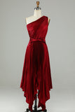 Asymétrique Une robe de demoiselle d’honneur bordeaux
