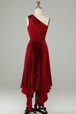 Asymétrique Une robe de demoiselle d’honneur bordeaux