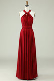 Licou A-Line Bordeaux Robe de demoiselle d’honneur longue