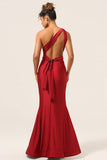 Robe de demoiselle d’honneur Satin Bourgogne Halter