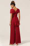 Bourgogne Chiffon Convertible Demoiselle d’honneur Combinaisons