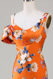 Robe de demoiselle d’honneur imprimée de fleur d’orange imprimée de sirène