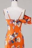 Robe de demoiselle d’honneur imprimée de fleur d’orange imprimée de sirène