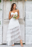 Dentelle ivoire Asymétrique détachable Train Bohème Robe de mariée