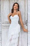 Dentelle ivoire Asymétrique détachable Train Bohème Robe de mariée