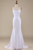 Train de balayage blanc sirène à lacets dans le dos Robe de mariée