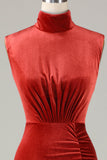 Mermaid Terracotta Velvet Robbe de demoiselle d’honneur sans manches