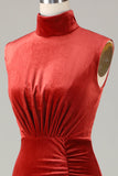 Mermaid Terracotta Velvet Robbe de demoiselle d’honneur sans manches