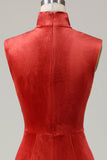 Mermaid Terracotta Velvet Robbe de demoiselle d’honneur sans manches