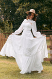 Robe de mariée bohème à manches longues ivoire avec dentelle